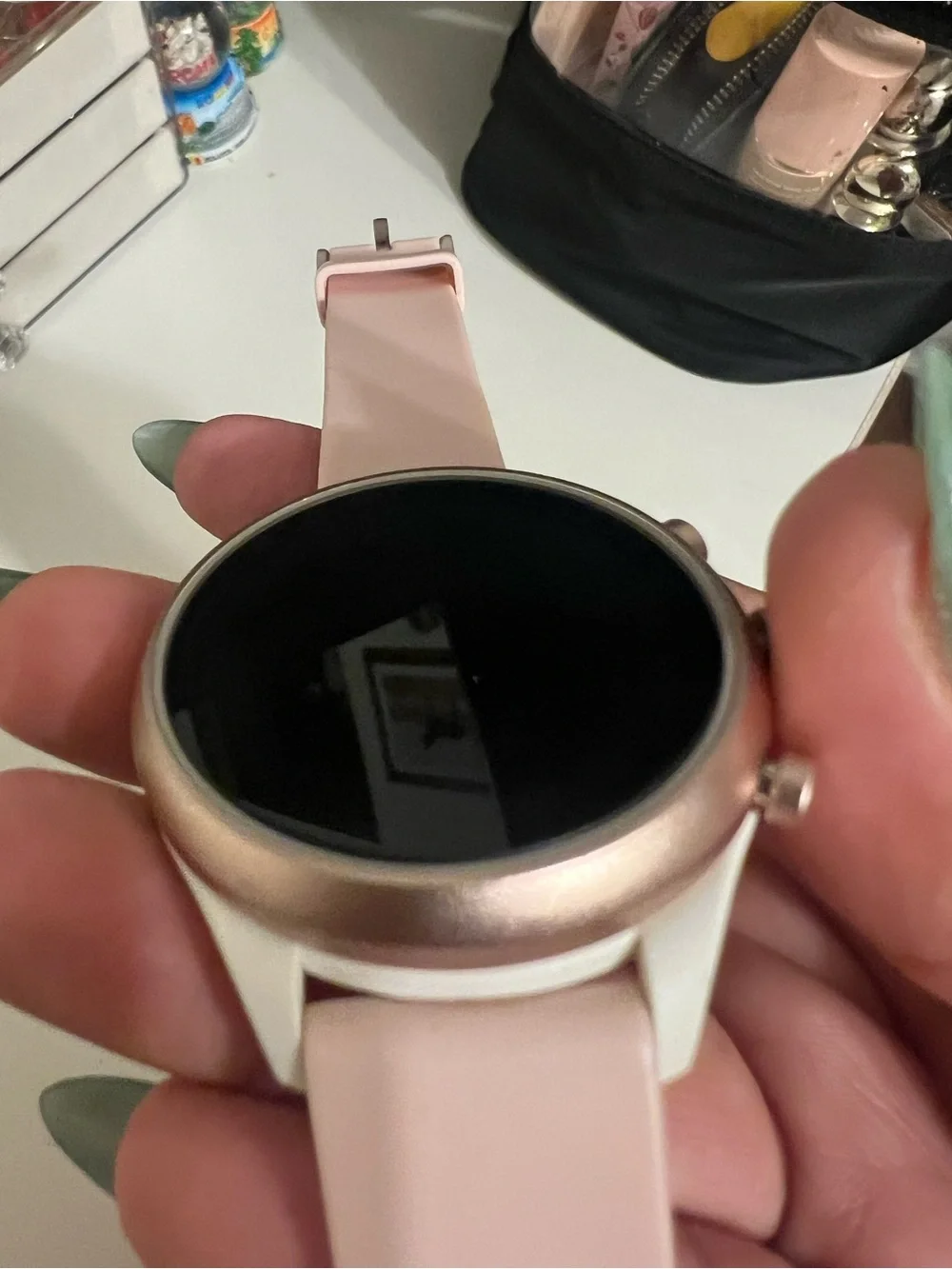 Google Pink Silicone Band Smartwatch with Round Touchscreen